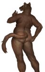  2022 anthro brown_body brown_fur butt cettus euplerid fossa fur hi_res holding_butt looking_back male mammal nude pose rear_view simple_background slightly_chubby slightly_chubby_anthro slightly_chubby_male solo standing tail white_background 