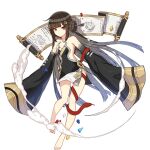  1girl bare_legs bare_shoulders barefoot black_hair breasts chinese_clothes detached_sleeves floating floating_object full_body hair_ornament honkai_(series) honkai_impact_3rd long_hair nuwa_(honkai_impact) official_art red_eyes red_snake scales scroll snake third-party_source transparent_background 