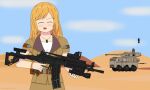  1girl assault_rifle bracelet drone galil_(girls&#039;_frontline) girls&#039;_frontline gun imi_galil jewelry military military_vehicle non-web_source rifle solo standing weapon 