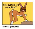  absurd_res anthro anus brown_hair butt genitals girly hair hi_res lagomorph leporid male mammal nude penis pink_eyes rabbit solo solo_focus tracat 