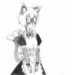  2_tails absurd_res anthro asian_mythology bakeneko bob_cut cat_nose cat_tail clothing domestic_cat east_asian_mythology efradraws eyewear felid feline felis female fur glasses graphite_(artwork) hi_res japanese_mythology kokono_geto maid_uniform mammal marker_(artwork) multi_tail multicolored_body multicolored_fur mythology pencil_(artwork) pose solo tail traditional_media_(artwork) two_tone_body two_tone_fur uniform yokai 