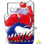  absurd_res big_butt butt clothing elephant elephantid facial_hair hat headgear headwear hi_res kin_y_oblivion looking_away male mammal mario mario_bros muscular mustache nintendo overweight proboscidean slightly_chubby solo thick_thighs 