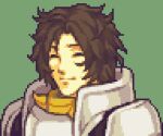  1boy ^_^ armor black_hair closed_eyes commentary fire_emblem fire_emblem_engage glaceo green_background louis_(fire_emblem) lowres male_focus pixel_art portrait short_hair simple_background solo 