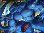  abs anthro balls biceps big_balls big_muscles big_pecs big_penis blue_body blue_dragon_(character) blue_dragon_(series) claws digital_media_(artwork) dragon erection genitals hi_res horn huge_muscles hyper hyper_muscles magangz male membrane_(anatomy) membranous_wings muscular muscular_anthro muscular_male muscular_thighs nude pecs penis red_eyes scales scalie serratus solo tail tongue triceps vein veiny_muscles veiny_penis western_dragon wings 