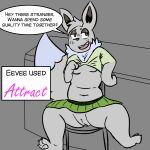  aetherouranos anthro breasts canid canine clothing eevee female generation_1_pokemon genitals hi_res looking_at_viewer mammal nintendo pokemon pokemon_(species) pussy solo 