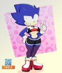  absurd_res anthro big_breasts bottomwear breasts clothing crop_top crossgender ebolahorny eulipotyphlan female grin hedgehog hi_res legwear mammal mtf_crossgender qr_code sega shirt shorts simple_background smile solo sonic_the_hedgehog sonic_the_hedgehog_(series) thigh_highs topwear under_boob 