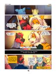  absurd_res anthro arcanine comic duo dylan_(zourik) english_text female generation_1_pokemon generation_7_pokemon group hi_res incineroar leo_(zourik) male male/male muscular muscular_male nidoqueen ninetales nintendo pokemon pokemon_(species) text zourik 