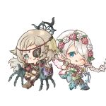  2girls blonde_hair blue_eyes chibi fire_emblem fire_emblem_heroes grey_hair hairband highres looking_at_viewer multiple_girls nina_(fire_emblem) nina_(resplendent)_(fire_emblem) ophelia_(fire_emblem) ophelia_(starlit_maiden)_(fire_emblem) sifil_amfr swept_bangs 