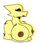  anthro bagungie big_breasts breasts chubby_anthro chubby_female dragon drakolith female hi_res nipples non-mammal_nipples red_eyes slightly_chubby solo suprised_look 