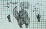  ambiguous_gender anthro big_tail cactus chibi cloud desert dinosaur_(google_chrome) empty_eyes featureless_crotch front_view google google_chrome graph_paper hands_on_own_chest jagged_mouth plant raised_tail slightly_chubby solo tail text thick_thighs traditional_media_(artwork) universedesconocido_(artist) worried 