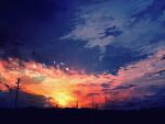  blue_sky cloud evening gradient_sky highres night night_sky no_humans orange_sky original outdoors power_lines scenery sky sky_focus sun sunset urana_(inegi8) utility_pole 