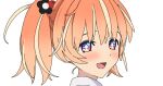  +_+ 1girl 3d blender_(medium) blonde_hair blush bright_pupils cel_shading dot_nose english_commentary flower hair_flower hair_ornament looking_at_viewer medium_hair mixed-language_commentary multicolored_eyes multicolored_hair open_mouth orange_hair pink_eyes portrait purple_eyes rinne_(rinrinne) rinrinne rinrinne39_(artist) short_twintails simple_background smile solo streaked_hair twintails virtual_youtuber white_background white_pupils 