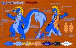  2022 air_valve animate_inanimate anthro barbel_(anatomy) big_tail blue_body blue_eyes cheek_frill darkoverord digital_media_(artwork) digitigrade dragon eastern_dragon english_text flesh_whiskers frill_(anatomy) grey_pupils handles handles_on_back handles_on_hips hi_res huge_tail inflatable living_inflatable male mane markings membrane_(anatomy) model_sheet orange_background orange_markings pupils rigel_(darkoverord) simple_background solo spade_tail tail text textured_background webbed_feet webbed_hands yellow_frill 