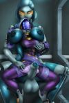  alien alien_humanoid android big_breasts bodily_fluids bodysuit breasts clothing duo edi_(mass_effect) female genital_fluids herm humanoid intersex intersex/female machine mass_effect nipple_fetish nipple_pinch nipple_play pinch precum quarian robot robot_humanoid size_difference skinsuit skle tali&#039;zorah tight_clothing torn_clothing visor 