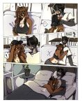  anthro bed bedroom big_breasts breasts comic duo embrace fan_character female furniture hi_res hug male male/female mammal natt333 slightly_chubby suid suina sus_(pig) wild_boar 