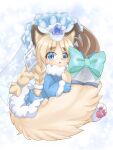  2022 4_toes accessory anthro barefoot big_tail biped blonde_hair blue_clothing blue_coat blue_eyes blue_gloves blue_handwear blue_topwear book bow_(feature) bow_accessory bow_ribbon braided_hair braided_ponytail brown_body brown_ears brown_fur brown_inner_ear brown_nose brown_tail brown_tail_tip clothed clothing coat colored crown digital_media_(artwork) dipstick_tail domestic_cat duel_monster eyelashes fairy_tail-rochka feet felid feline felis female female_anthro fingers fluffy fluffy_tail full-length_portrait fur fur_trim_(clothing) furgonomics gem glistening glistening_eyes glistening_hair gloves green_bow hair hair_accessory handwear headgear hi_res hindpaw holding_tail huge_tail humanoid_hands jewelry kemono long_hair looking_at_viewer mammal markings monotone_ears monotone_hair multicolored_body multicolored_fur multicolored_tail nakigara open_mouth pawpads paws pink_pawpads ponytail portrait pupils ribbons sapphire_(gem) semi-anthro shaded side_view simple_background sitting snowflake_print solo tail tail_accessory tail_bow tail_markings tail_ribbon tan_body tan_fur tan_inner_ear tan_tail toes topwear two_tone_body two_tone_fur two_tone_tail veil white_background yu-gi-oh! 