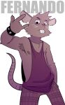  anthro armpit_hair body_hair clothing devil_horns_(gesture) ear_piercing eyebrow_piercing facial_piercing fernando_(t0l0k) gesture hi_res male mammal mouse murid murine piercing rodent shirt solo t0l0k tank_top topwear 