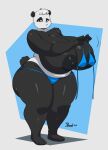  anthro bear big_breasts black_body black_fur blue_bra blue_clothing blue_eyes blue_underwear bra breasts clothed clothing female fur giant_panda hi_res huge_breasts hyper hyper_breasts joaoppereiraus looking_at_viewer mammal multicolored_body multicolored_fur nipples sueli_(joaoppereiraus) swimwear thick_thighs topless topless_anthro topless_female two_tone_body two_tone_fur underwear white_body white_fur 