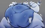  absurd_res anthro ayaxstudio belly_grab blue_body disembodied_hand duo generation_2_pokemon hi_res huge_belly legendary_pokemon lugia male morbidly_obese morbidly_obese_anthro morbidly_obese_male navel nintendo obese obese_anthro obese_male overweight overweight_anthro overweight_male pokemon pokemon_(species) simple_background solo_focus white_body 
