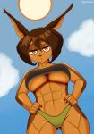  2023 abs anthro apedrank breasts brown_body brown_fur brown_hair canid canine canis clothing digital_drawing_(artwork) digital_media_(artwork) dobermann dog_knight_rpg domestic_dog female fur hair hi_res mammal multicolored_body multicolored_fur muscular muscular_female muscular_legs muscular_thighs pinscher rory_(ceehaz) simple_background solo thong two_tone_body two_tone_fur under_boob underwear 