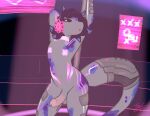  anthro aster cyberpunk genitals hi_res male pasties penis pole prate-dragon reptile scalie snake solo stripper stripper_pole 