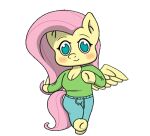  alpha_channel animated anthro bottomwear chibi clothed clothing digital_media_(artwork) equid equine female fluttershy_(mlp) friendship_is_magic fur hair hasbro low_res mammal mio_honda_step mranthony2 my_little_pony pegasus semi-anthro short_playtime simple_background solo transparent_background wings 
