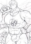  3boys 69_(meme) abs absurdres arm_hair bara beard blush body_hair briefs bulge chest_hair covered_nipples cropped_shirt drinking ducka98 earth-chan earth-ojisan earth_day facial_hair genderswap genderswap_(ftm) goatee gradient_hair greyscale hairy highres large_bulge large_pectorals leg_hair male_focus male_underwear mature_male meme monochrome moon-chan moon-ojisan multicolored_hair multiple_boys muscular muscular_male navel_hair nipples old old_man original parody pectorals racing short_hair sideburns sidepec sketch sky solo_focus stomach sunglasses sweat taking_picture tank_top thick_thighs thighs underwear veins veiny_arms yaoi 