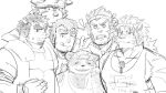 ! 6+boys :q backwards_hat bad_id bad_twitter_id bara boarsunrise character_request cow_horns forked_eyebrows furry furry_male goatee_stubble greyscale group_picture hachimaki hat headband height_difference horns huge_eyebrows jewelry large_pectorals male_focus mature_male monochrome multiple_boys muscular muscular_male necklace nomad_(housamo) o_o pectoral_cleavage pectorals short_hair sideburns sidepec sketch smile tajikarao_(housamo) takabushi_kengo tank_top tetsuox_(housamo) tokyo_afterschool_summoners tongue tongue_out upper_body v v-shaped_eyebrows white_tank_top 