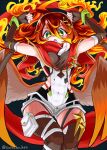  biceps flame_harpy_scintilla guardian_tales harpy looking_at_viewer monster_girl open_mouth red_hair suikabo 