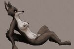  anthro avo_(weaver) breasts brown_background brown_body brown_fur canid canine canis ears_up famished_(artist) female fur hi_res looking_away mammal nipples nude pack_street simple_background solo wolf 