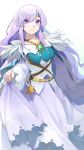  1girl absurdres breasts dress fire_emblem fire_emblem:_genealogy_of_the_holy_war gem highres ikura_(downdexp) jewelry julia_(fire_emblem) long_hair looking_at_viewer official_alternate_costume purple_eyes purple_hair simple_background solo 