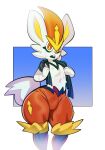  anthro big_ears bottomwear buckteeth cinderace clothing front_view fur generation_8_pokemon hi_res lagomorph long_ears looking_at_viewer male mammal nintendo nipples open_mouth pants pokemon pokemon_(species) solo submarine_screw teeth thick_thighs towel towel_around_neck wet white_body white_fur wide_hips 