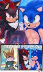  absurd_res anthro blue_body canid canine dialogue duo english_text eulipotyphlan fox fur green_eyes hedgehog hi_res krazyelf male mammal miles_prower multicolored_body multicolored_fur netflix red_eyes sega shadow_the_hedgehog sonic_prime sonic_the_hedgehog sonic_the_hedgehog_(series) tan_body text two_tone_body two_tone_fur white_body white_fur yellow_body yellow_fur 