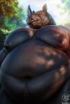  anthro big_nipples big_pecs hi_res jugg4 male male/male mammal moobs nipples overweight overweight_male pecs rhinoceros solo wrinkles 