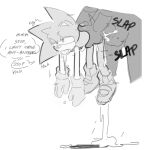  anal anthro arrow_hearted balls biped bodily_fluids carrying_another carrying_partner cum cum_in_ass cum_inside dialogue duo eulipotyphlan faceless_character faceless_male forced genital_fluids genitals hedgehog lifting_partner male male/male mammal monochrome penis sega sonic_the_hedgehog sonic_the_hedgehog_(series) speech_bubble 