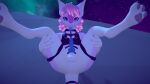  absurd_res anthro blue_eyes blue_penis dragon genitals gynomorph hair harness hi_res intersex kmvk9757 nardoragon penis pink_body pink_hair solo vrchat 