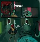  apode bed chrisjcueto clothing comic detailed_background draconcopode facial_hair female furniture green_body green_scales hair hi_res human lamia legless male male/female mammal mustache red_hair reptile scales scalie serpentine snake split_form taur 
