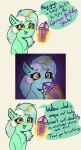  absurd_res amber_eyes chest_tuft comic drinking equid equine female friendship_is_magic fur green_body green_fur grimace_shake hair hasbro hi_res horn lyra_heartstrings_(mlp) mammal meme multicolored_hair my_little_pony tuft two_tone_hair unexpected unicorn white_hair witchtaunter 