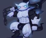  abs absurd_res anthro areola blush blush_lines bodily_fluids bulge chain clothing crouching cydonia_xia footwear hi_res league_of_legends looking_at_viewer male muscular muscular_anthro muscular_male muscular_thighs nautilus_(lol) navel nipples pecs riot_games socks solo sweat thick_thighs topwear underwear weapon 
