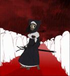  animated anthro female hybrid melee_weapon nun raining solo sword tama-tama weapon 