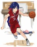 2girls ball basketball basketball_(object) basketball_jersey basketball_uniform black_socks blazer blue_eyes blue_hair blue_jacket braid collarbone colored_inner_hair commentary copyright_name faceplant floating_hair grey_skirt highres holding holding_ball isshiki_(ffmania7) jacket kaf_(kamitsubaki_studio) kamitsubaki_studio long_hair looking_ahead medium_hair multicolored_eyes multicolored_hair multiple_girls open_mouth outstretched_arms pink_hair pleated_skirt red_eyes red_hair red_shirt red_shorts rim_(kamitsubaki_studio) running school_uniform serious shirt shoes shorts sketch skirt sleeveless sleeveless_shirt sneakers socks solo_focus sportswear standing standing_on_one_leg symbol-only_commentary tripping twin_braids virtual_youtuber volleyball_(object) white_footwear yellow_pupils 