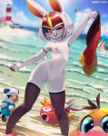  &lt;3 &lt;3_eyes 2023 ambiguous_gender anthro areola beach breasts cinderace clothing female fish fur generation_1_pokemon generation_3_pokemon generation_5_pokemon generation_8_pokemon genitals group hair hi_res holding_object holding_pokeball lagomorph lapras legwear lighthouse long_ears looking_at_viewer magikarp mammal marine mostly_nude nintendo nipples one_eye_closed oshawott pink_areola pink_nipples pokeball pokemon pokemon_(species) psyduck pussy sea seaside skindentation small_breasts smile solo standard_pokeball stockings thigh_highs tsampikos water white_body white_fur white_hair wingull wink winking_at_viewer 