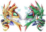  armor black_sclera blue_eyes colored_sclera digimon flying highres horns original rabbit rapidmon rapidmon_armor rapidmon_perfect rapidmon_x-antibody red_eyes roy_payne spikes 