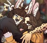  african_wild_dog anthro canid canine clothed clothing duo felid feline female female/female likaoni.jpg lilka looking_at_viewer mammal piercing pistacja serval smile spots tongue tongue_out 