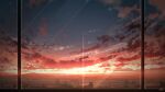  chinese_commentary cityscape cloud commentary_request highres horizon lens_flare light_rays mountainous_horizon no_humans original outdoors rune_xiao scenery signature sky star_(sky) starry_sky still_life sun sunset 