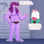  anthro bovid caprine clothed clothing deltarune dragon duo female goat hi_res male male/female mammal partially_clothed ralsei shower stare susie_(deltarune) talons undertale_(series) wet zixzs-redlight 