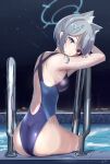  1girl absurdres animal_ears blue_archive halo highleg highleg_swimsuit highres noa9noaa one-piece_swimsuit shiroko_(blue_archive) shiroko_(swimsuit)_(blue_archive) swimsuit wet wet_clothes wet_swimsuit wolf_ears 