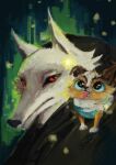  anthro black_nose black_pupils black_sclera blue_eyes brown_body brown_fur canid canine canis carrying chihuahua cloak clothed clothing death_(puss_in_boots) domestic_dog dreamworks duo facial_markings feral floppy_ears fluffy frown fur green_background grey_body grey_fur happy head_markings hi_res looking_up male mammal markings mask_(marking) omarniichan on_shoulder perrito_(puss_in_boots) poncho prick_ears pupils puss_in_boots_(dreamworks) simple_background size_difference smile star sweater tongue tongue_out topwear toy_dog white_body white_fur white_pupils wolf 