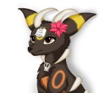  bone canid canine eeveelution female feral flower generation_2_pokemon horn houndoom hybrid jesse_(thehoundreon) joeumbre mammal nintendo orange_eyes plant pokemon pokemon_(species) skull solo umbreon ych_(character) 