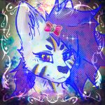  accessory ambiguous_gender anthro digital_media_(artwork) felid feline fur fur_markings hair hair_accessory heterochromia hi_res mammal markings portrait red_hair serval side_cut solo star taffyrukite tribal tribal_markings white_body white_fur 